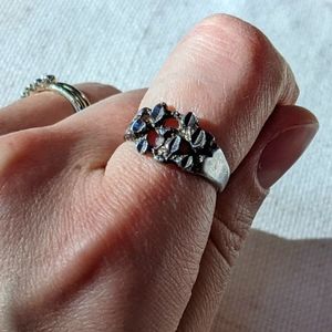 Brutalist vintage sterling silver ring, size 6